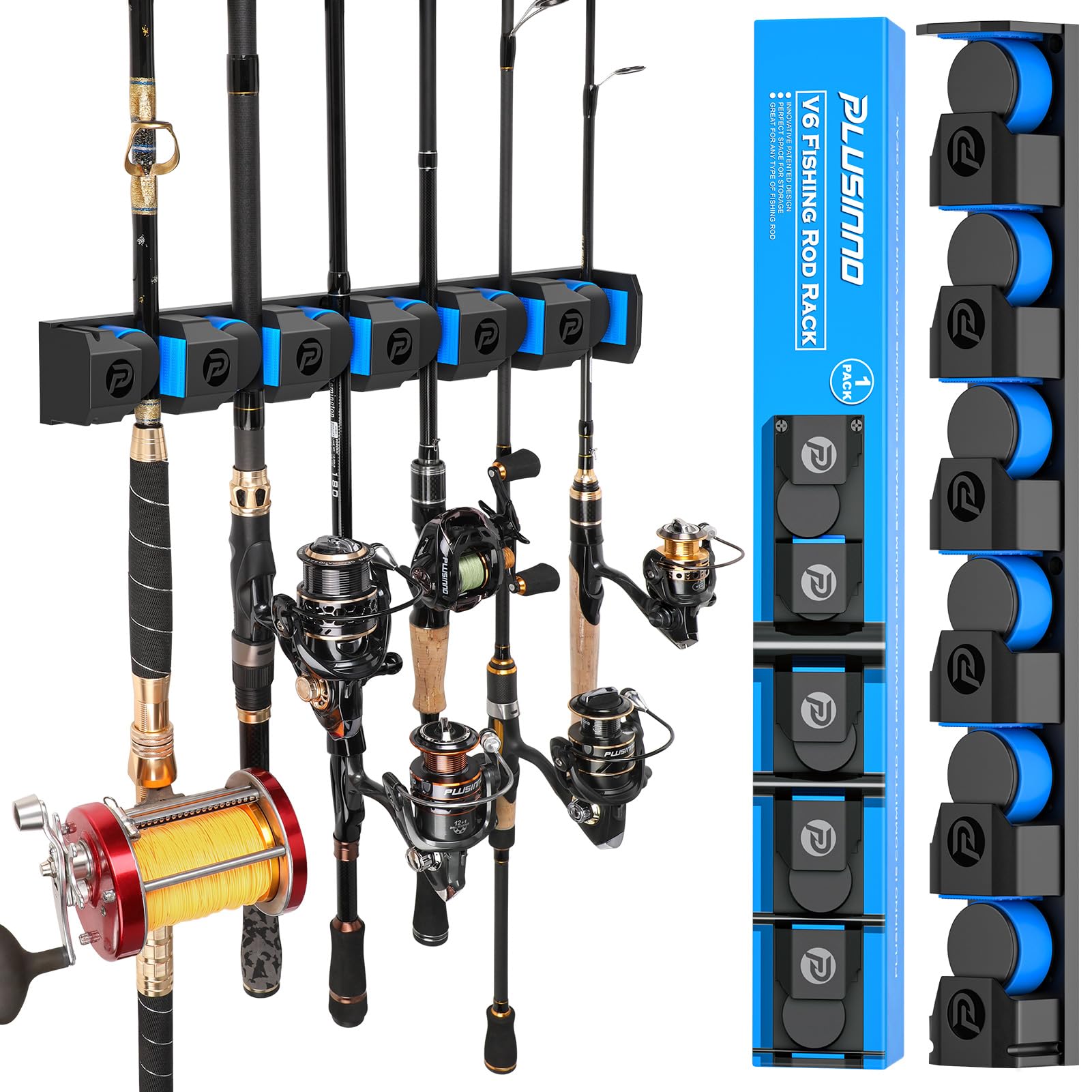 Fishing Rod Rack Holder 6 Hole Vertical Pole Holders Wall Mount Storage  Stand