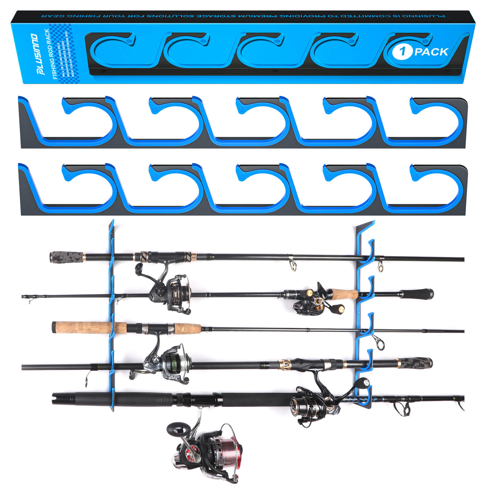 Fishing Rod Holder Horizontal Rod Rack for Fishing Rod Wall Rack  Storage-Ultra Sturdy Holds 3 Rods- Space Saving for Fishing Rods Hiking  Poles and Cue