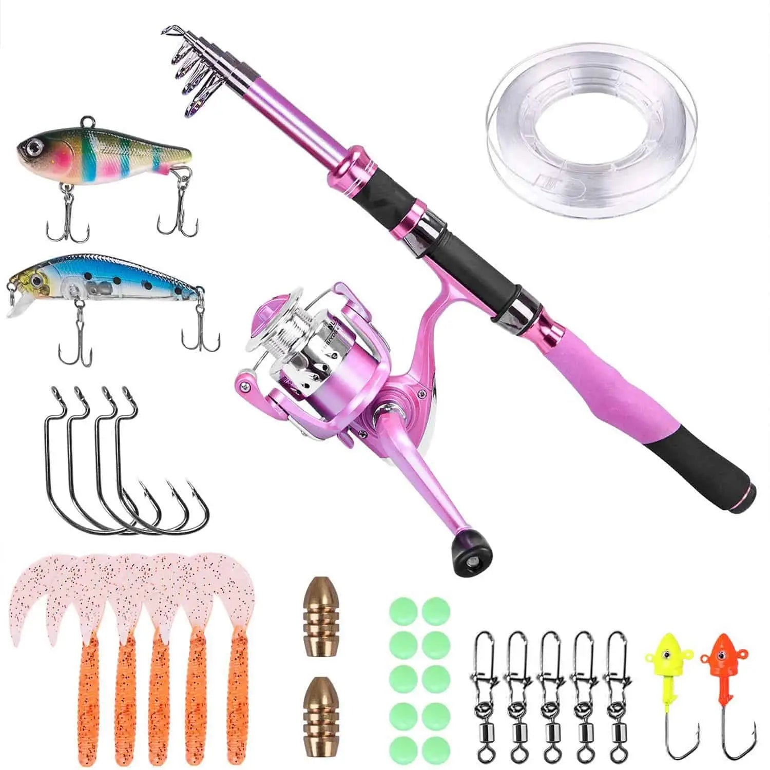 Pink Fishing Pole Spinning Fishing Rod For Reel Combo Set High Sensitive  Fishing Rod Ready-to-go Fishing Gear Set Women Rod : : Sports &  Outdoors