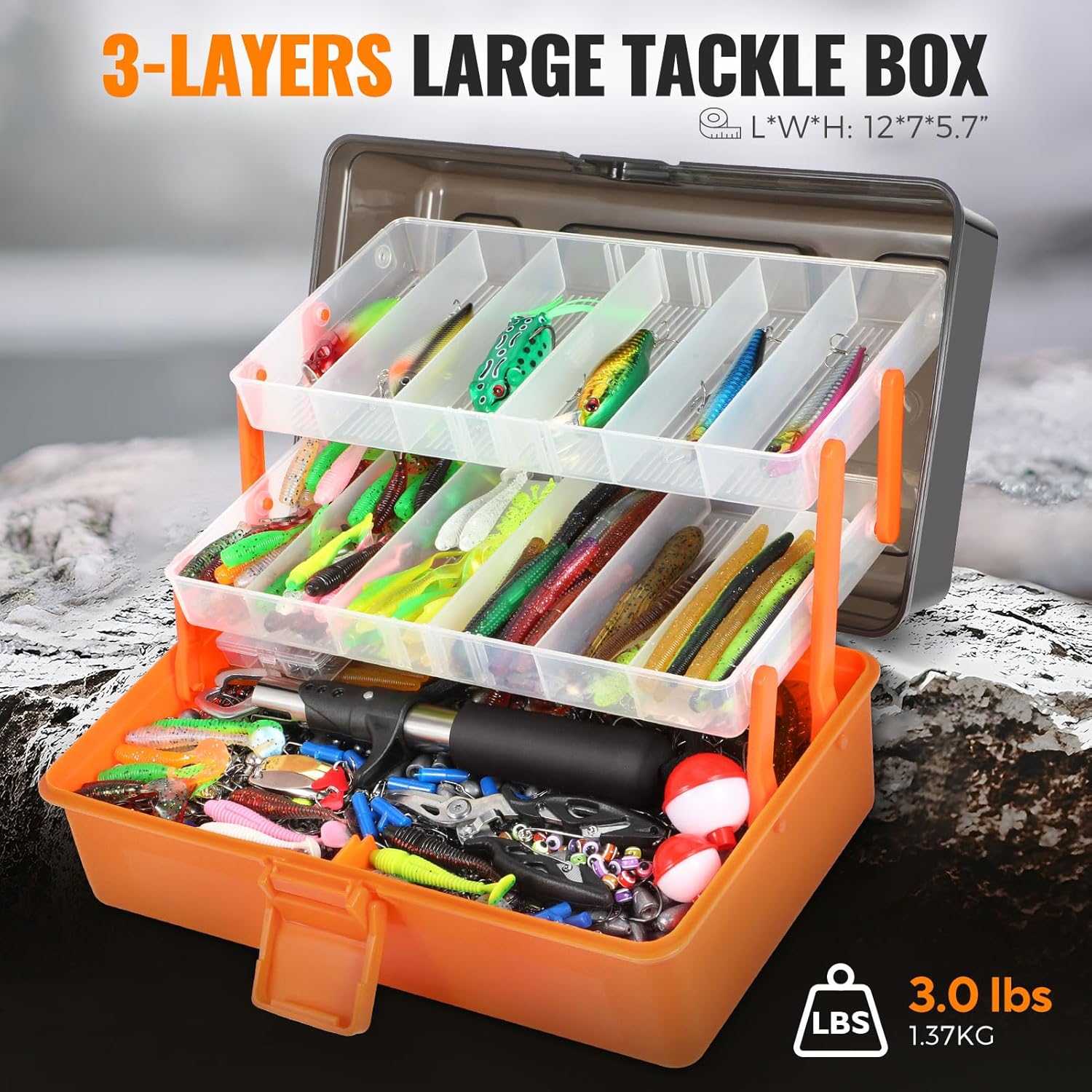 PLUSINNO 415Pcs Fishing Lures Tackle Box