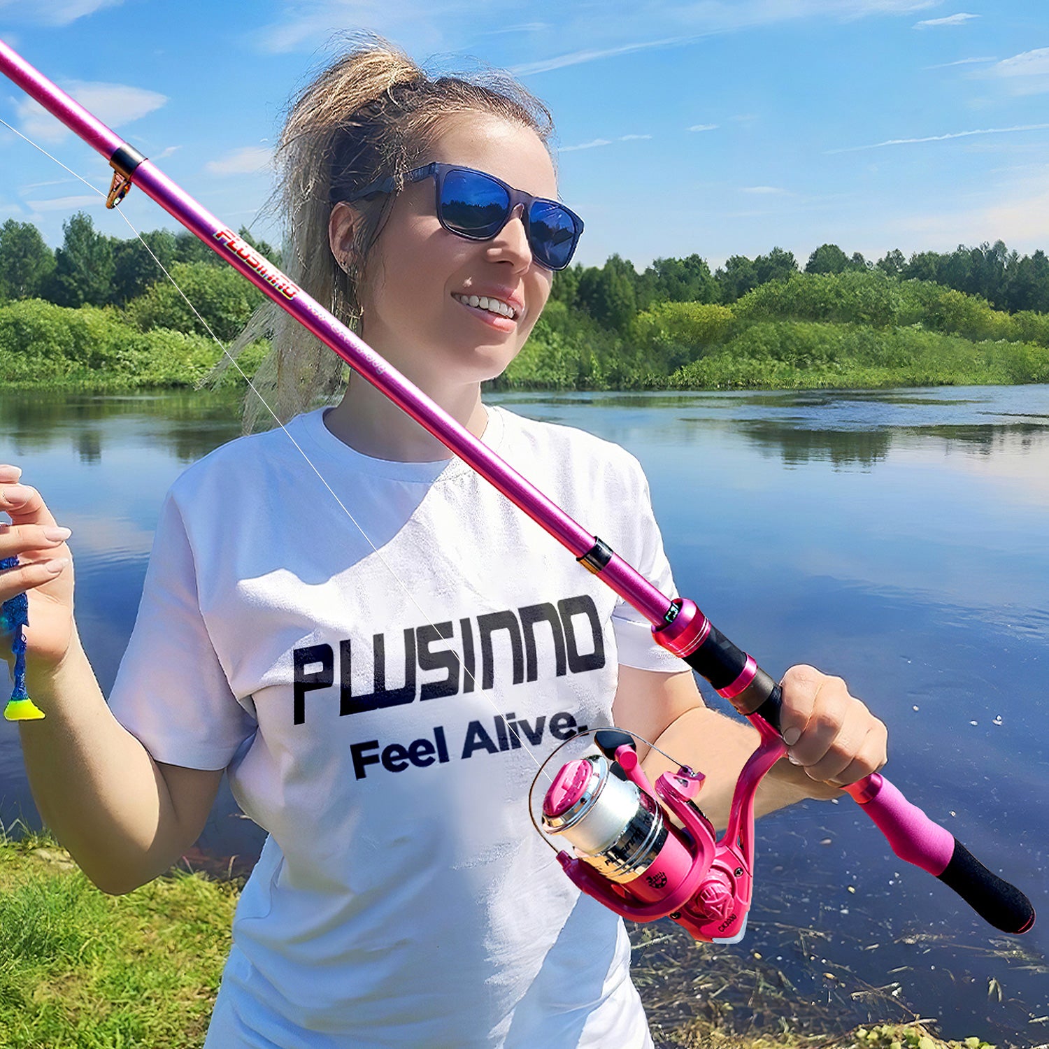 PLUSINNO Ladies Telescopic Pink Fishing Rod and Reel Combos – Plusinno