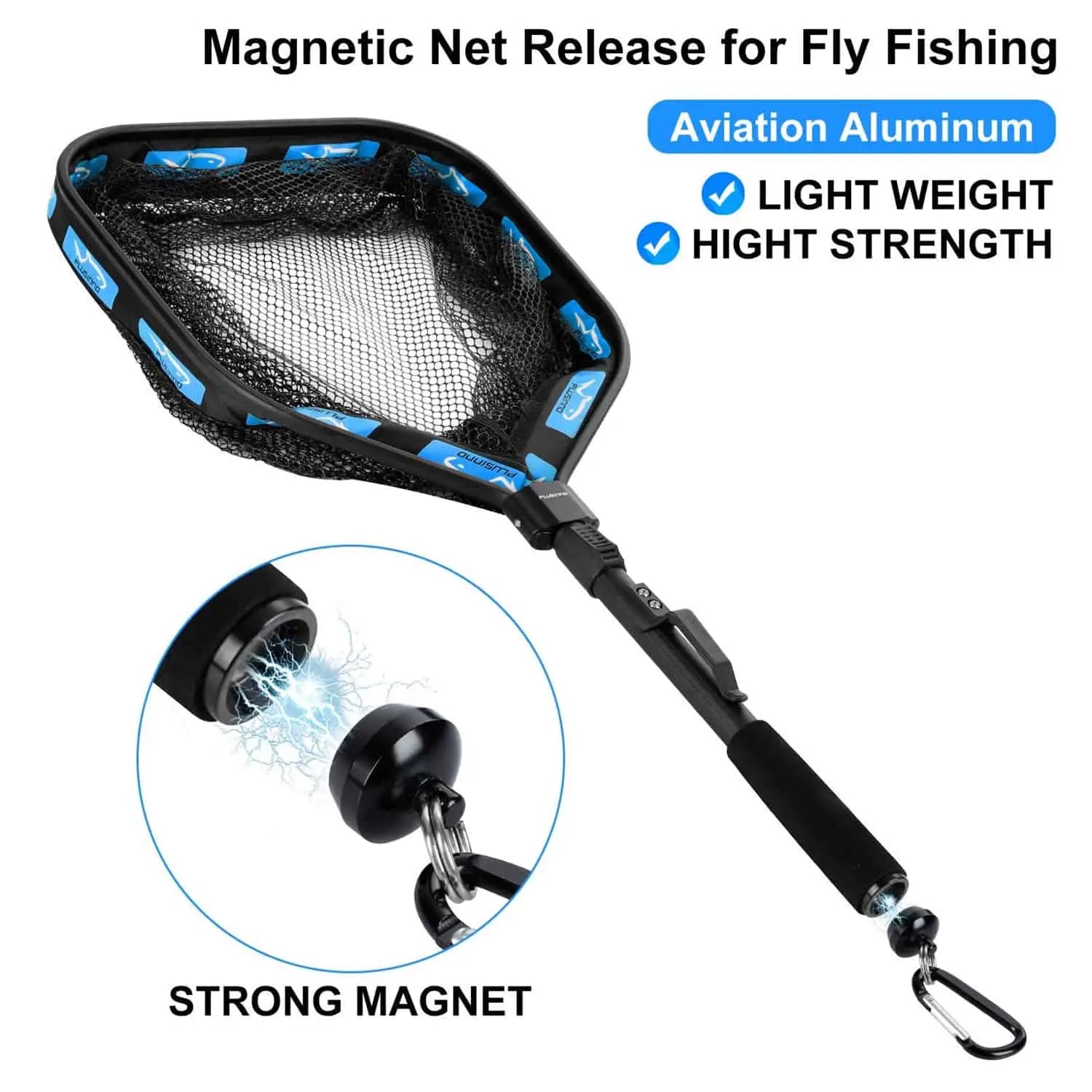 PLUSINNO FN2 Square Floating Fish Landing Net with Magnetic