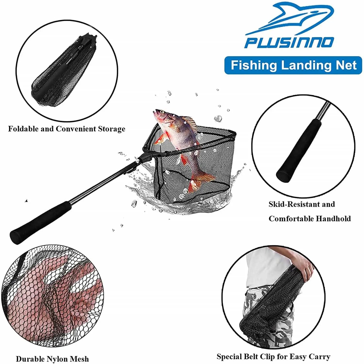 PLUSINNO FN8 Fish Landing Net with Fixed Pole – Plusinno