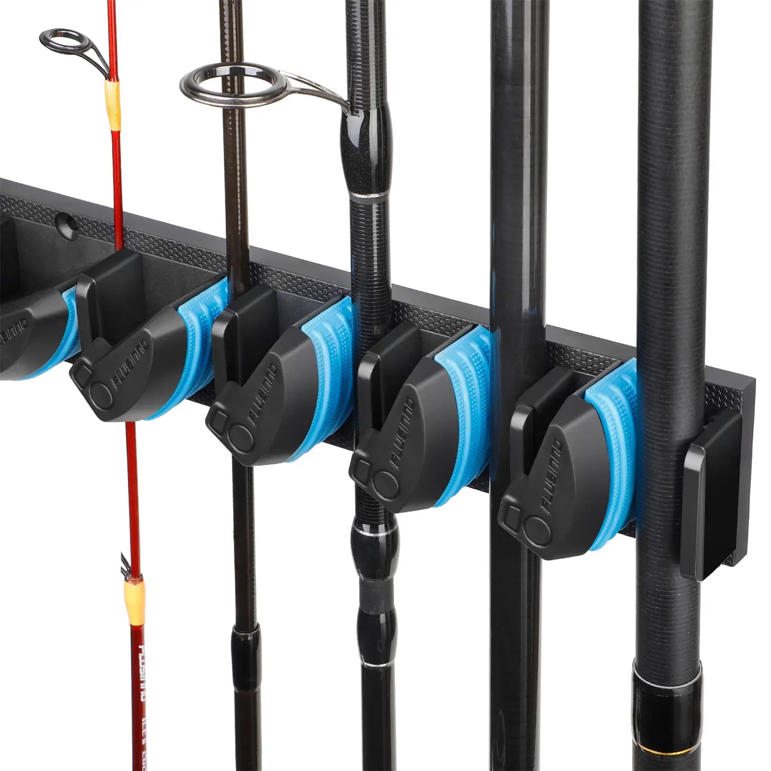 SANWOOD 2Pcs Rod Rack Vertical Wall Mounted PVC Black Fishing Pole Holder  for Garage 