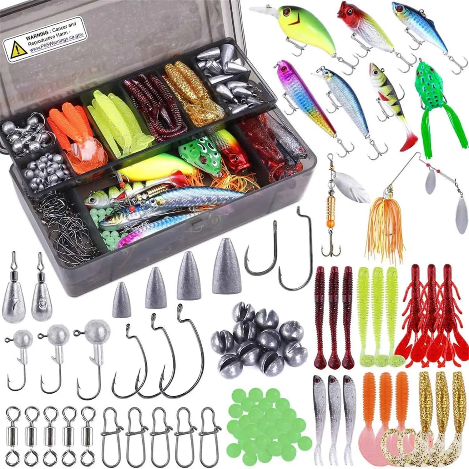  PLUSINNO 253pcs Fishing Accessories Kit, Fishing Tackle Box  with Tackle Included, Fishing Hooks, Fishing Weights Sinkers, Spinner  Blade, Fishing Gear for Bass, Bluegill, Crappie, Fishing : Sports & Outdoors