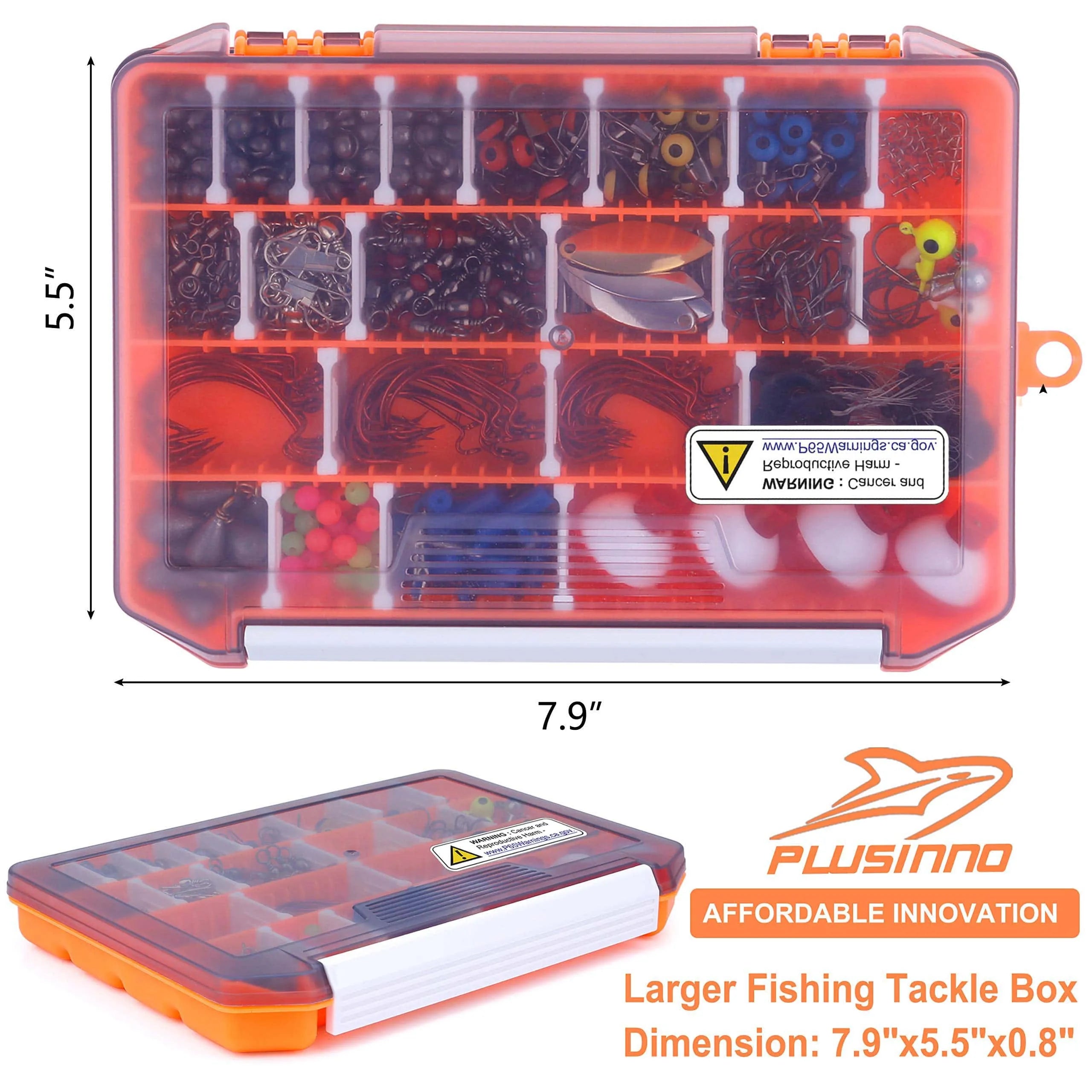 PLUSINNO 397pcs Fishing Accessories Kit Fishing Tackle Box with