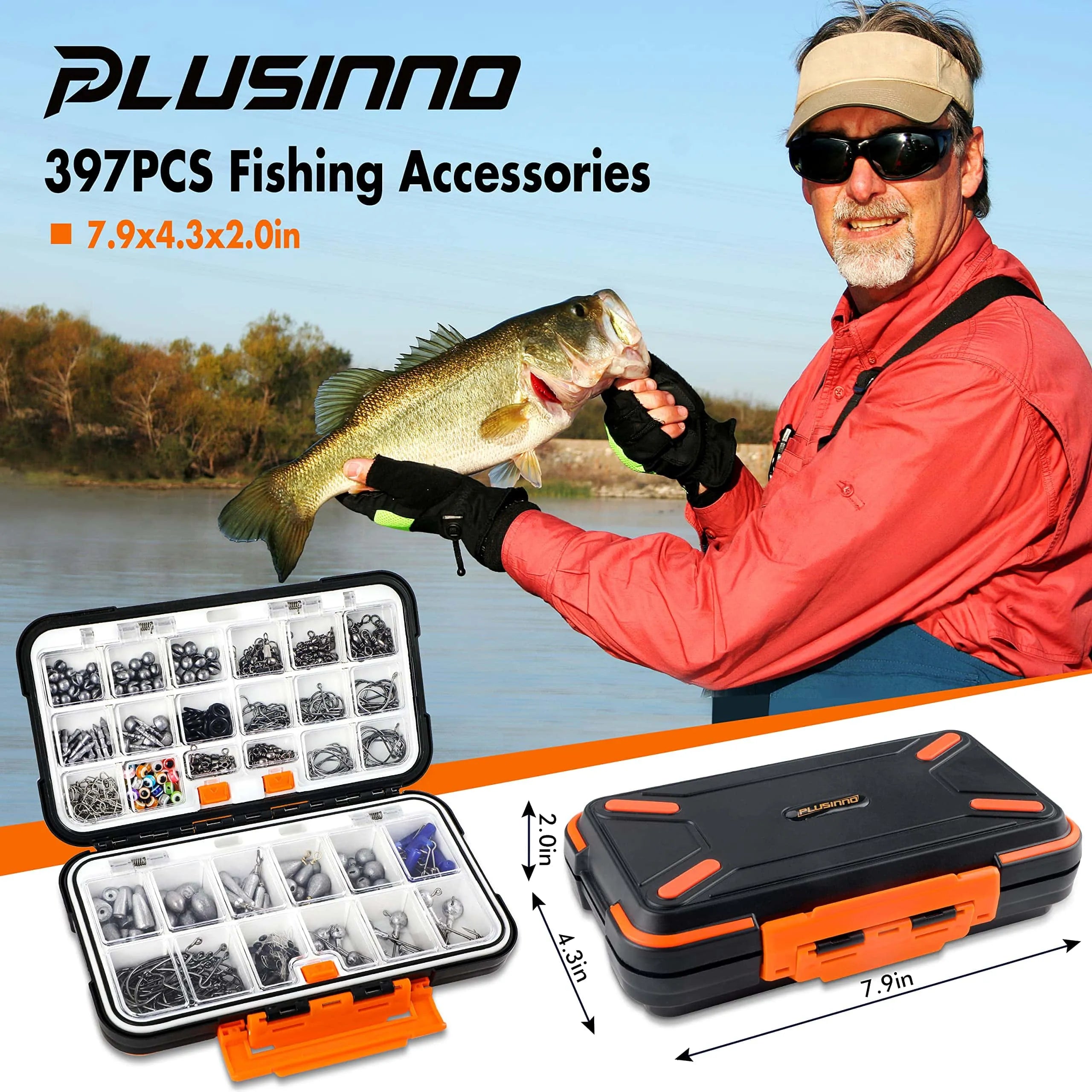  PLUSINNO 253pcs Fishing Accessories Kit, Fishing Tackle Box  with Tackle Included, Fishing Hooks, Fishing Weights Sinkers, Spinner  Blade, Fishing Gear for Bass, Bluegill, Crappie, Fishing : Sports & Outdoors