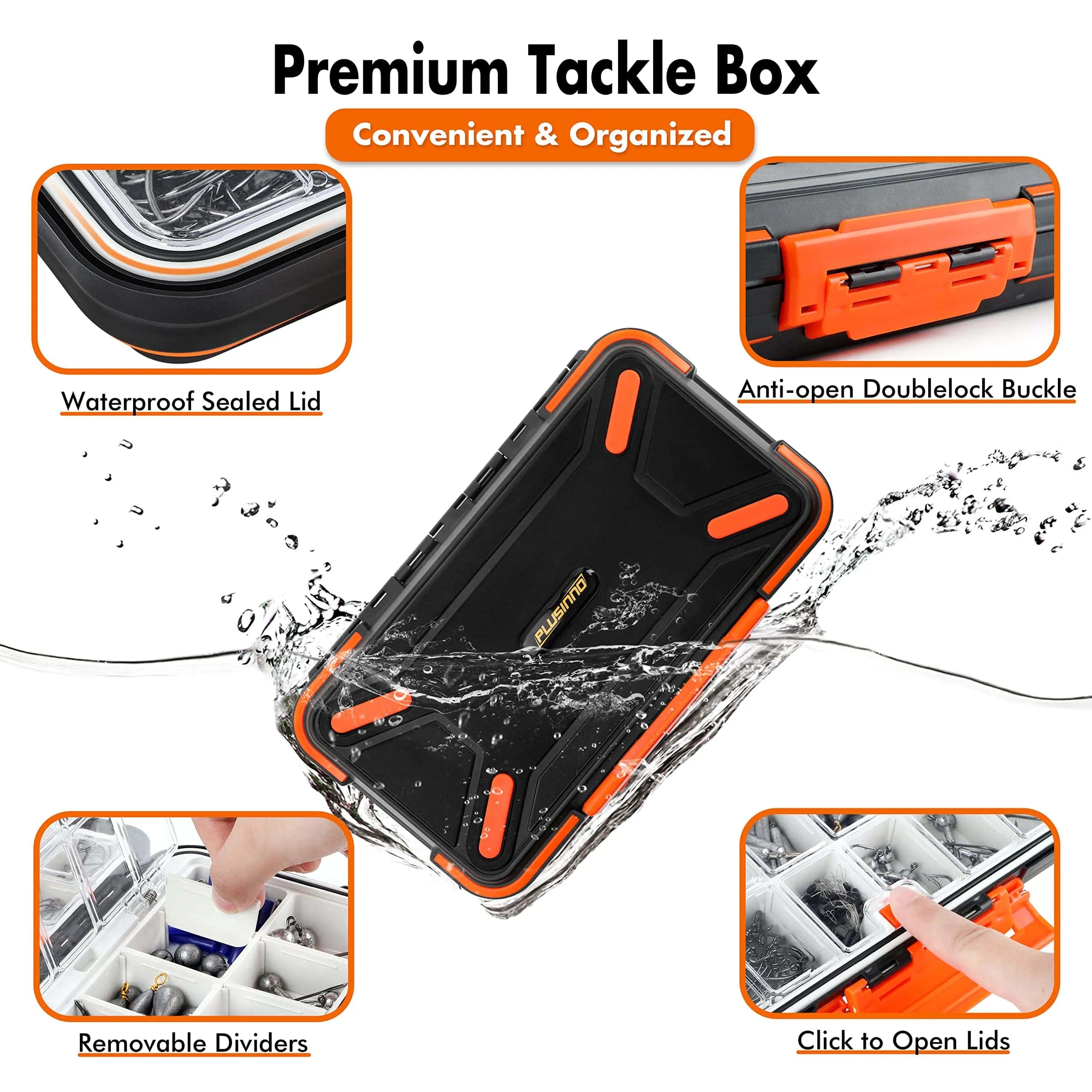 PLUSINNO 253/397pcs Fishing Accessories Kit, Fishing Tackle Box with Tackle  Included, Fishing Hooks, Fishing Weights Sinkers, Spinner Blade, Fishing