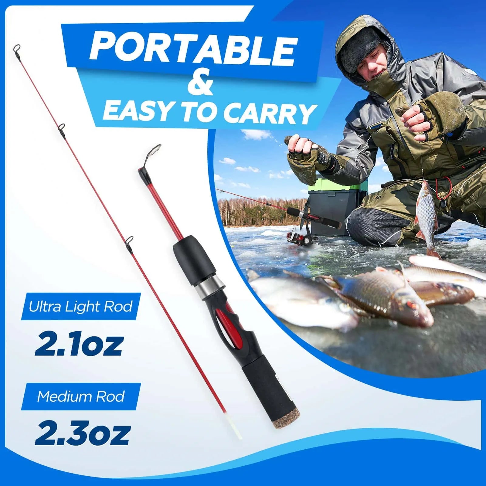 PLUSINNO ICE Ⅲ Ice Fishing Rod and Reel Combos Full Kit – Plusinno