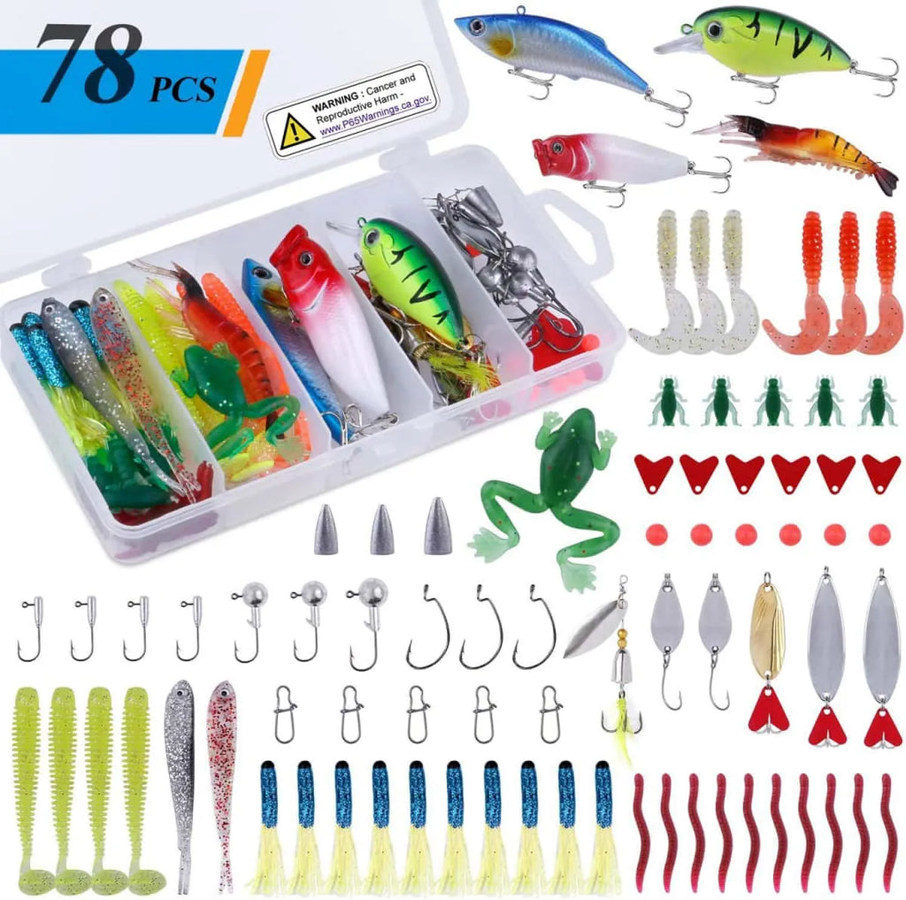 PLUSINNO 189pcs Fishing Accessories Kit, Fishing Tackle Box with