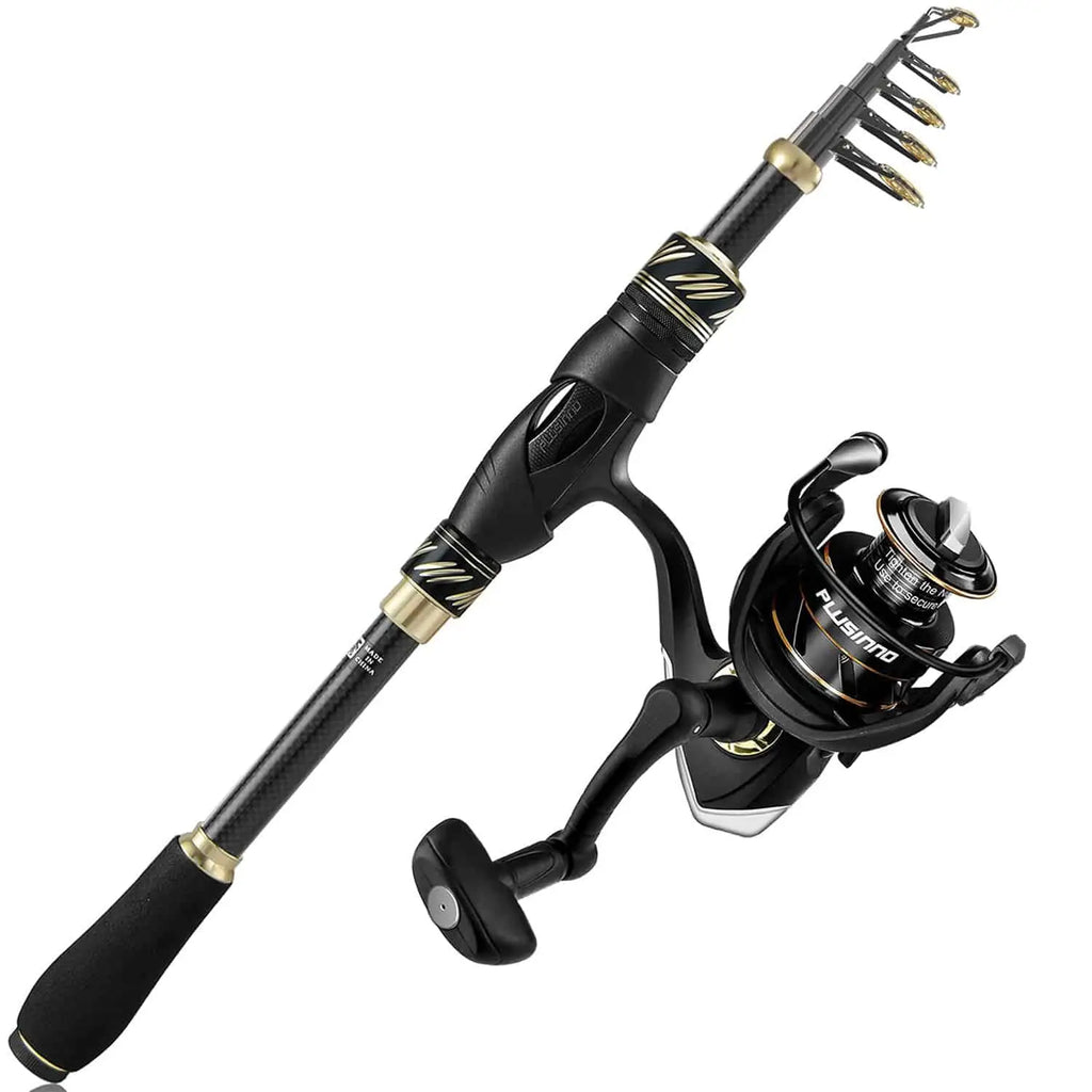  PLUSINNO Telescopic Fishing Rod and Reel Combos Full Kit,  Carbon Fiber Fishing Pole, 12 +1 Shielded Bearings Stainless Steel BB Spinning  Reel(2pack) : Sports & Outdoors