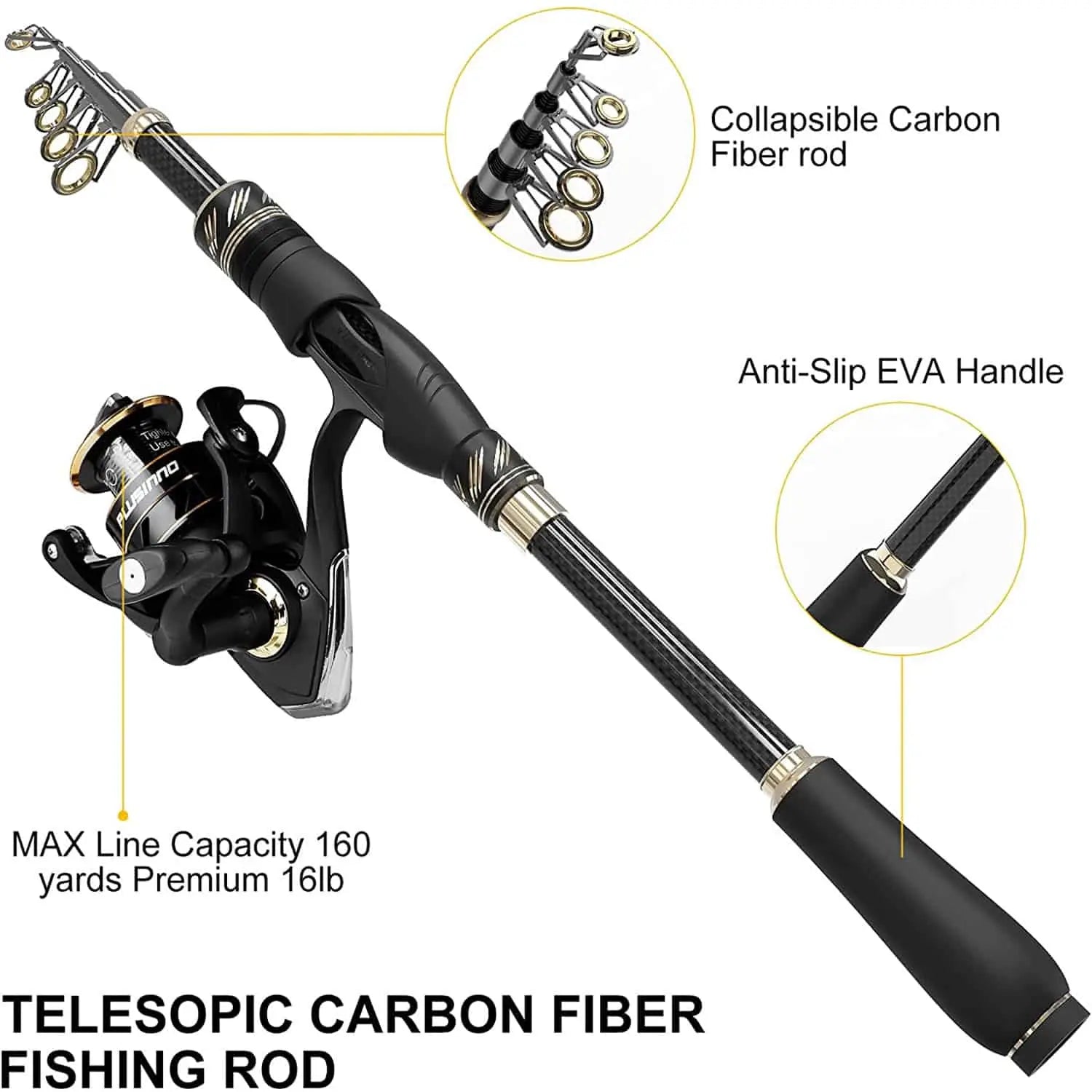  PLUSINNO Fishing Rod And Reel Combos Carbon Fiber