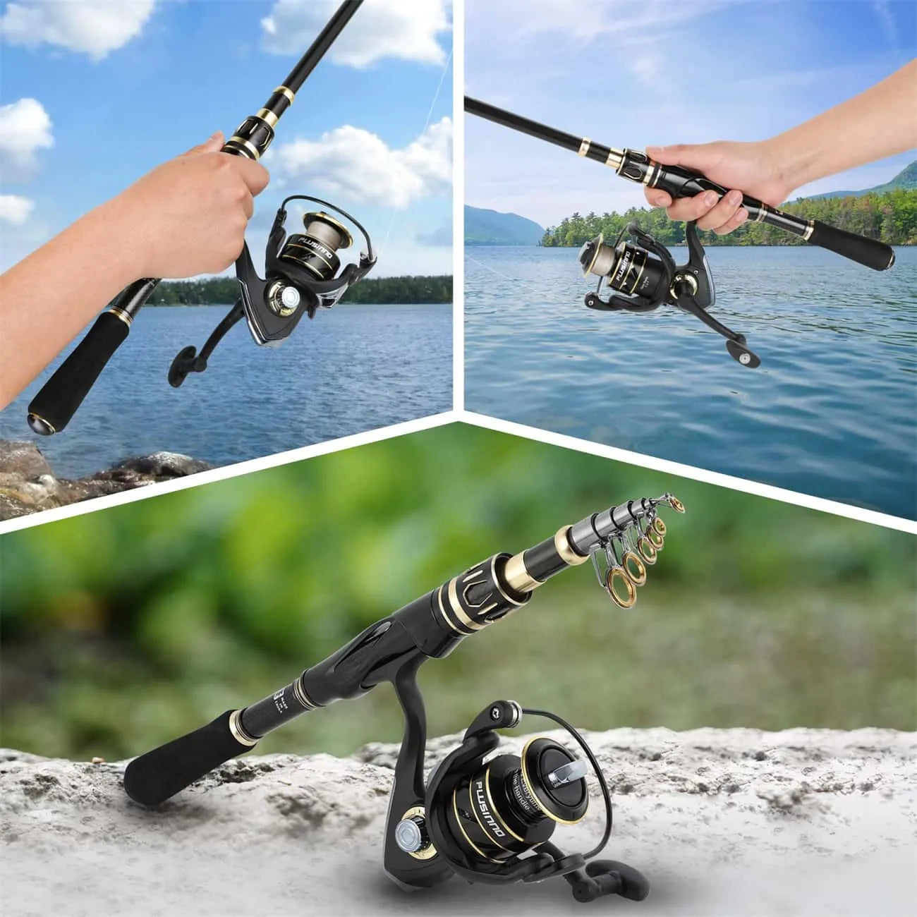 PLUSINNO Eagle Hunting VIII Fishing Rod and Reel Combos Set with