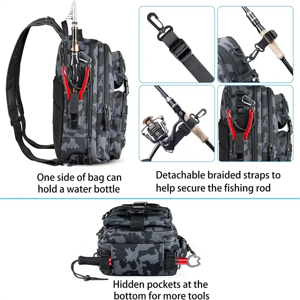 Night Cat Fishing Backpack with Rod Holder Fishing Tackle Storage Bag  Waterproof 