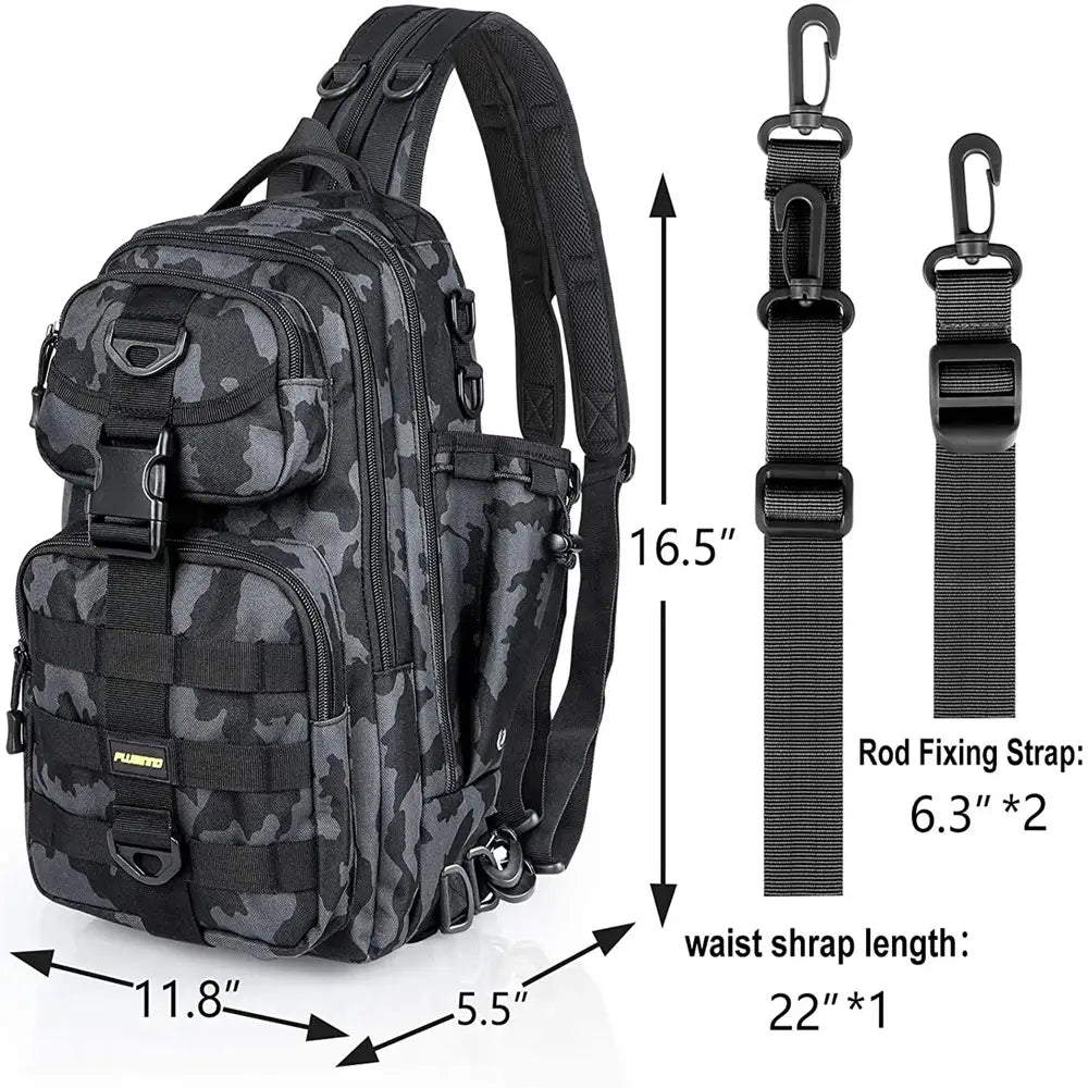 Lure Fishing Sling Bag Multi-Purpose Tackle Shoulder Chest Pack Tactical Rod  Bag