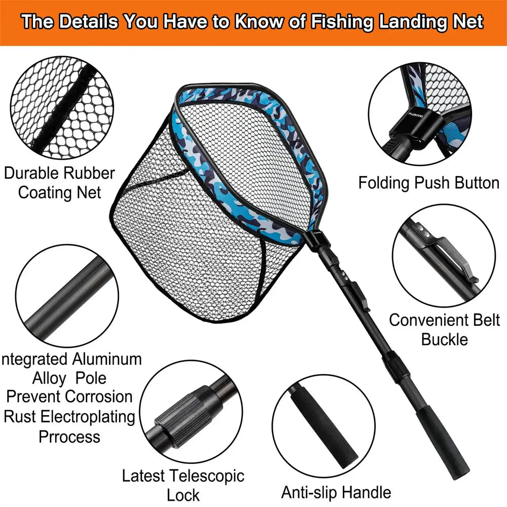 PLUSINNO Kids Fishing Net, Telescopic Lightweight Landing Net with Aluminum  Pole Handle and Nylon Mesh, Catch and Release Butterfly Net for Kids Youth  Outdoor (1 Pack-Blue) 