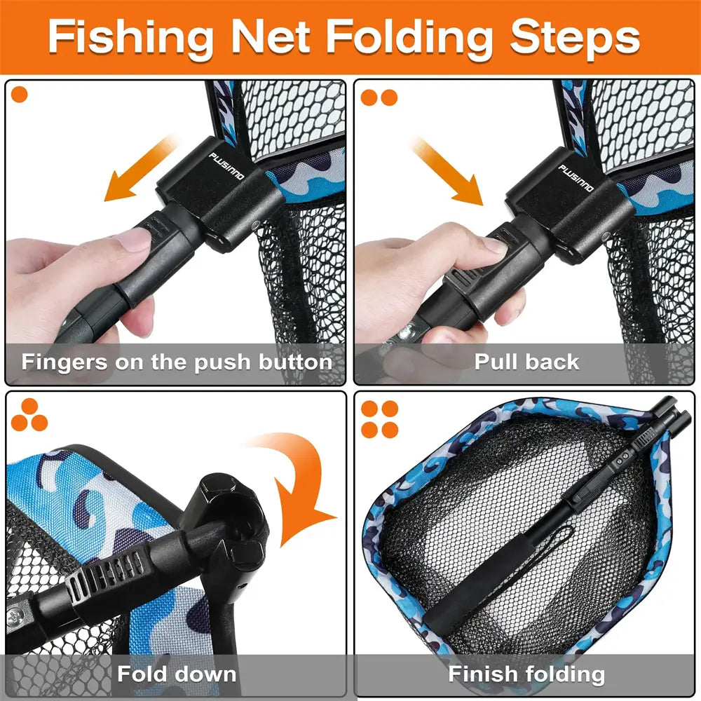 PLUSINNO Floating Fishing Net for Steelhead, Salmon, Fly, Kayak, Catfish,  Bass, Trout Fishing, Rubber Coated Landing Net for Easy Catch & Release,  Compact & Foldable for Easy Transportation & Storage - Coupon