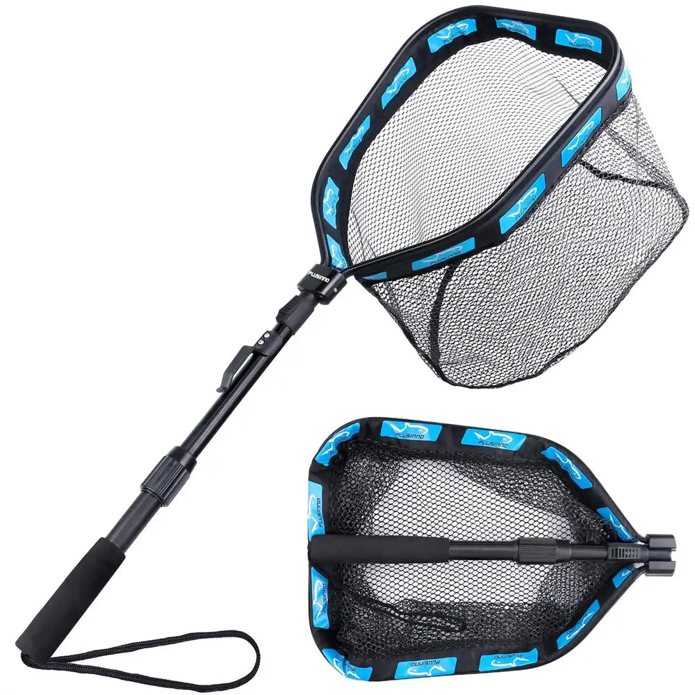 Fly Fishing Nets Fish Landing Net With Folding Aluminum Handle And Soft  Rubber