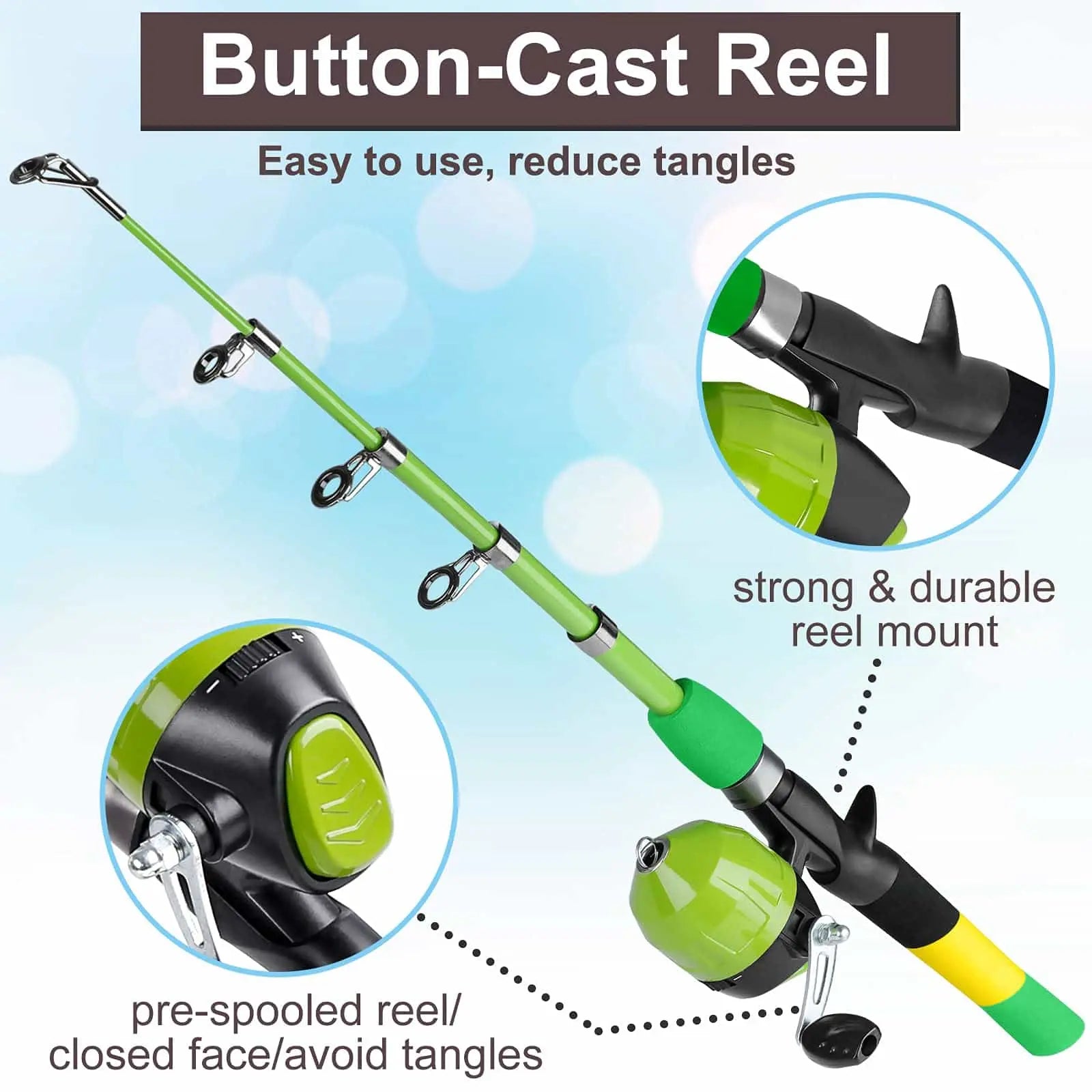 Cheap Kids Fishing Rod and Reel Combo Full Kit 1.5m Telescopic Fishing  Casting Rod Spincast Reel Set with
