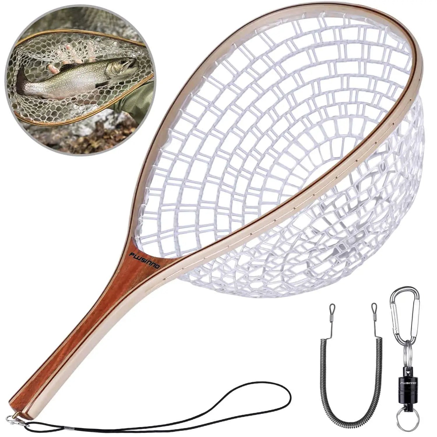 Black Paw Floating Fishing Net, Fish Landing Net with Built in Length Scale